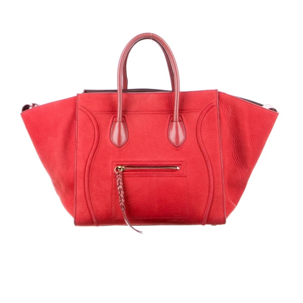 Celine Paris Red Leather Phantom Luggage Tote